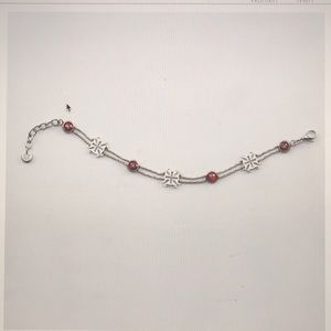 Rustic Cuff Gianna Ruby Red - Silver bracelet